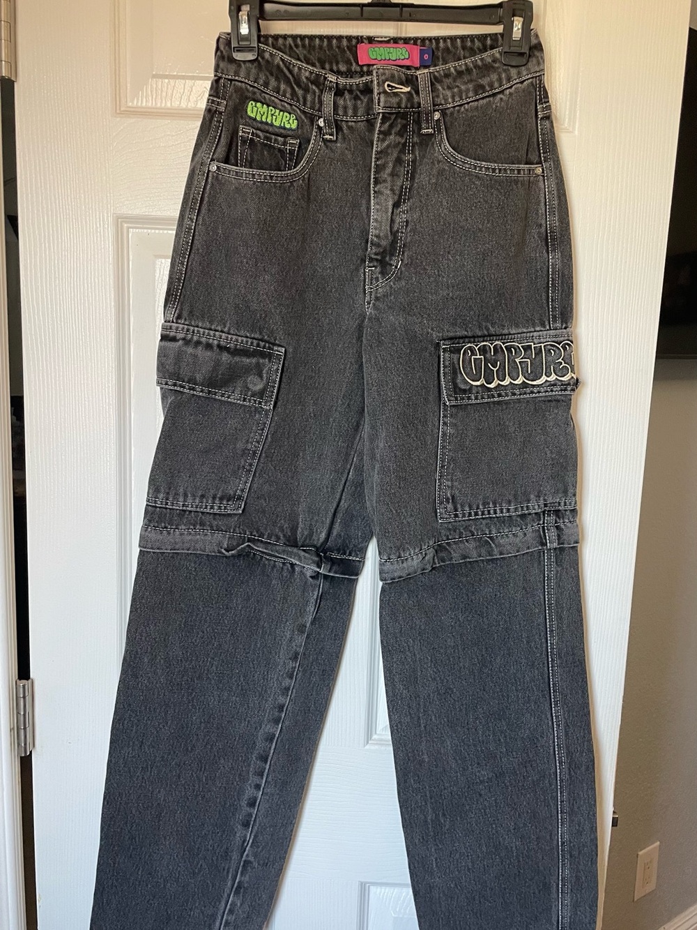Black Cargo Jeans/Shorts - Relaxed Fit